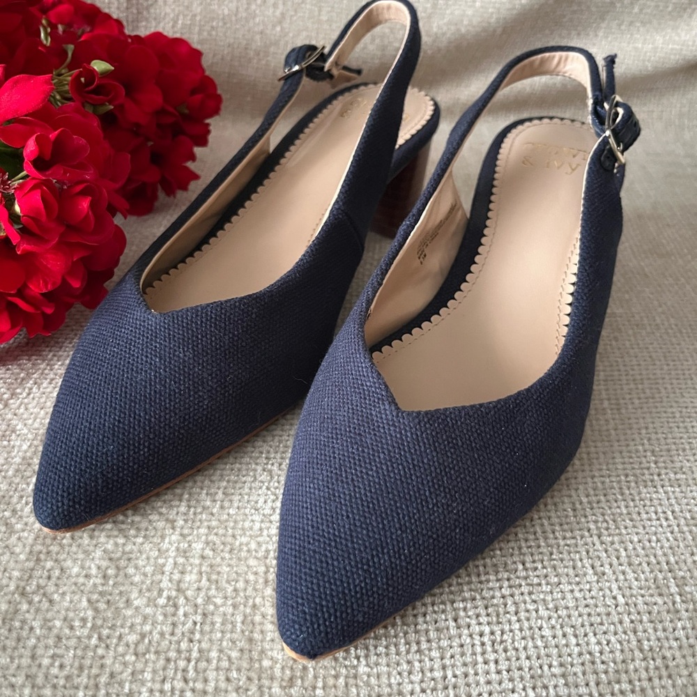 Crown & Ivy Blue Luci Slingback Heels Size 6.5M